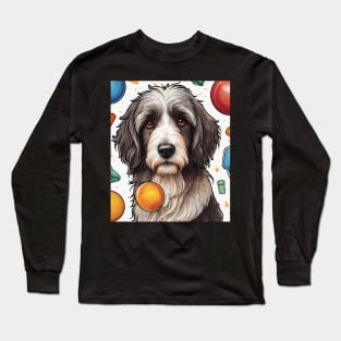 Bearded Collie With Toys Pattern Long Sleeve T-Shirt